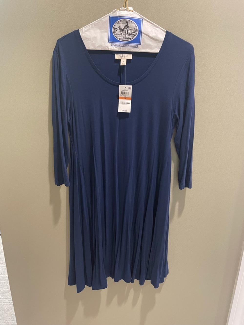 Style & Co. Navy Scoop-Neck Dress
